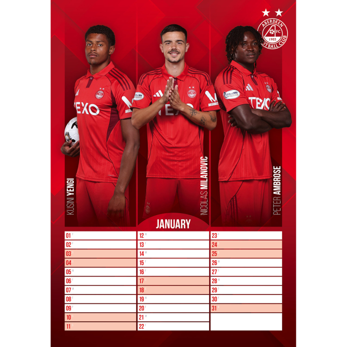 2026 ABERDEEN FC CALENDAR