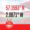PITTODRIE STADIUM COORDINATES CARD